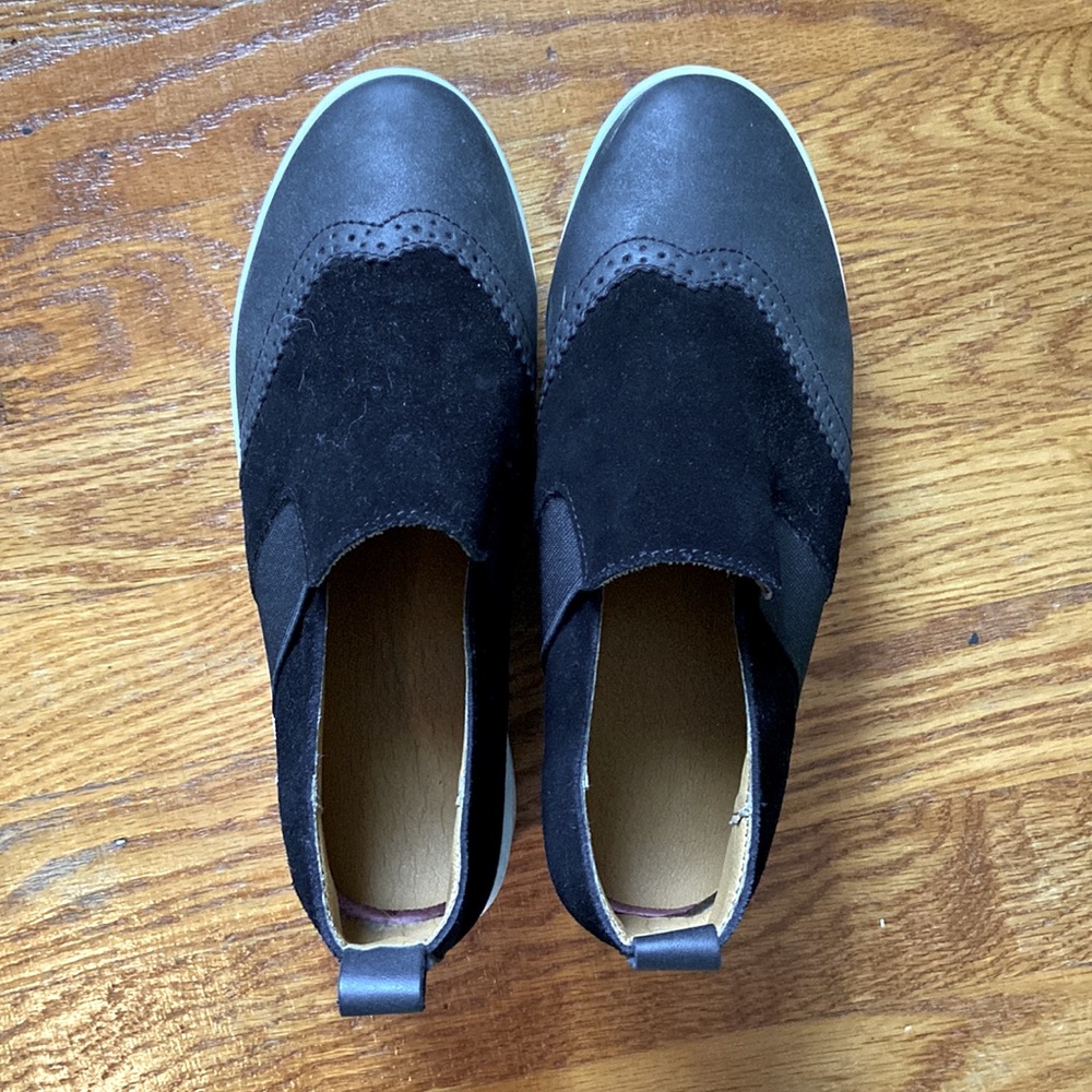 Black Slip-On Platform Sneakers, Oxford style 7